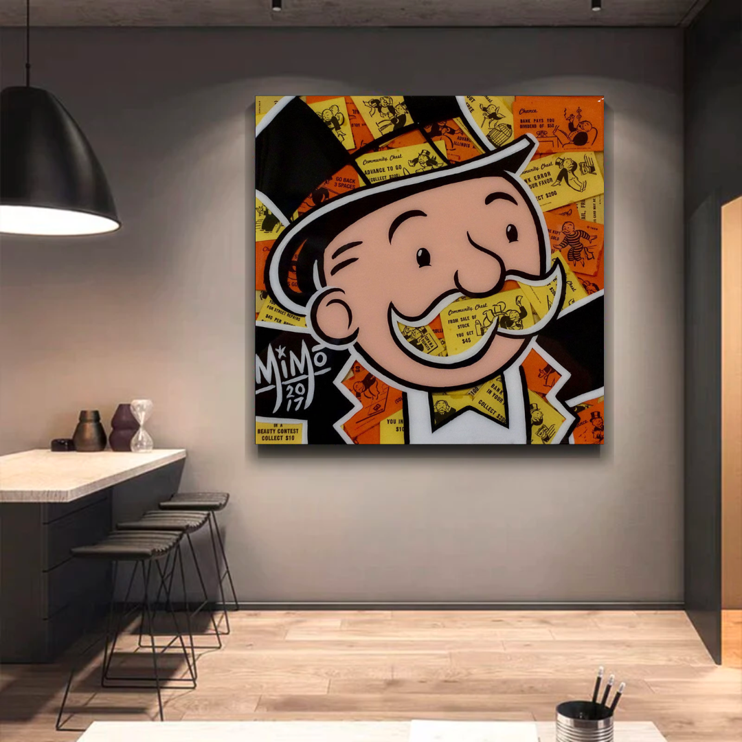 Arte de pared en lienzo de dinero premium de Alec Monopoly Man