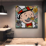 Alec Monopoly Man Premium Money Canvas Wall Art