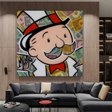 Alec Monopoly Man Premium Argent Toile Wall Art