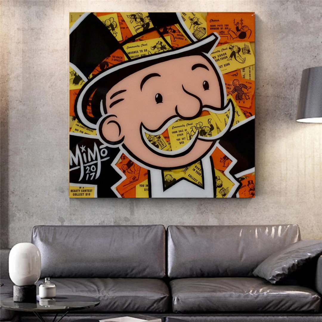 Arte de pared en lienzo de dinero premium de Alec Monopoly Man