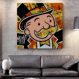 Alec Monopoly Man Premium Money Canvas Wall Art