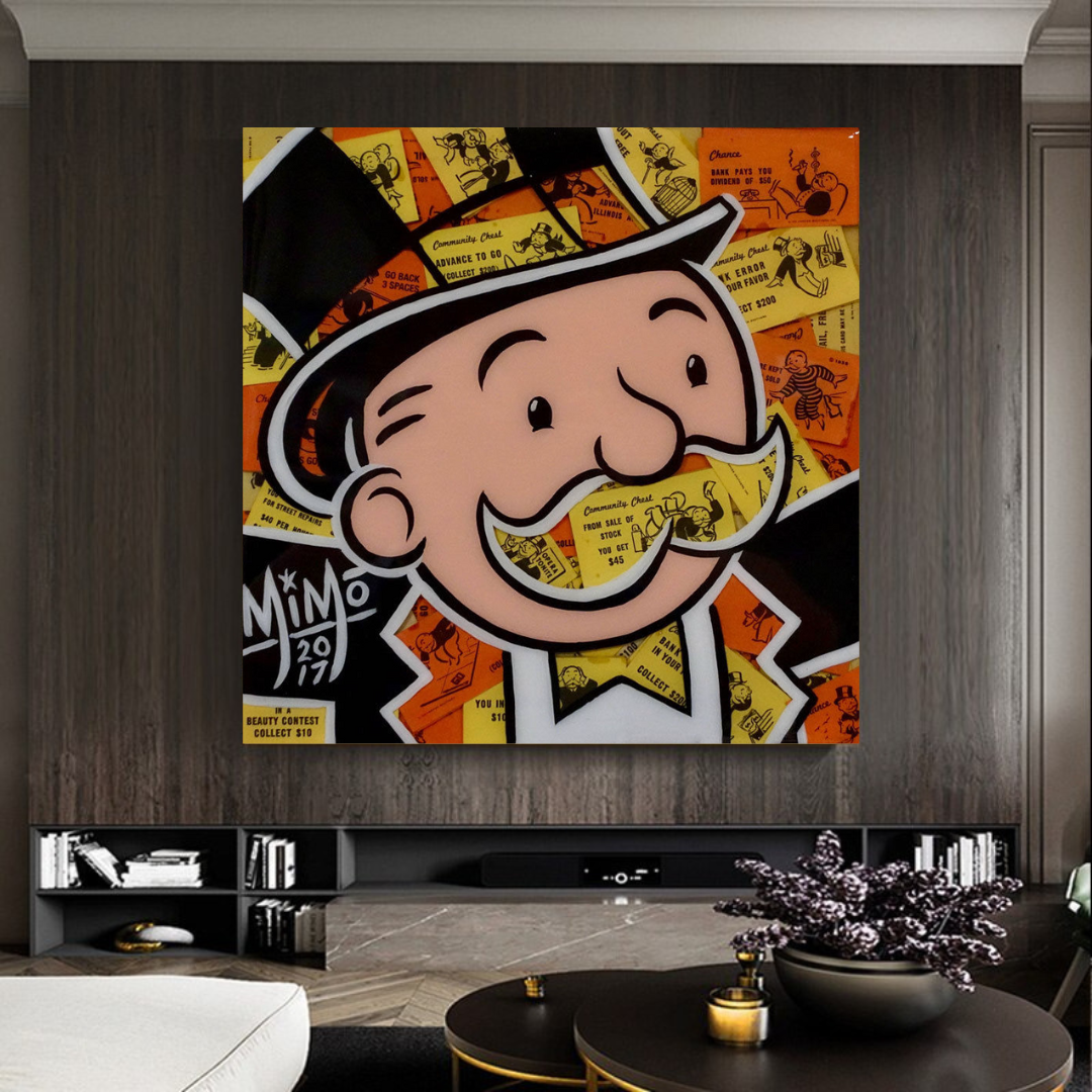 Arte de pared en lienzo de dinero premium de Alec Monopoly Man