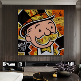 Alec Monopoly Man Premium Money Canvas Wall Art