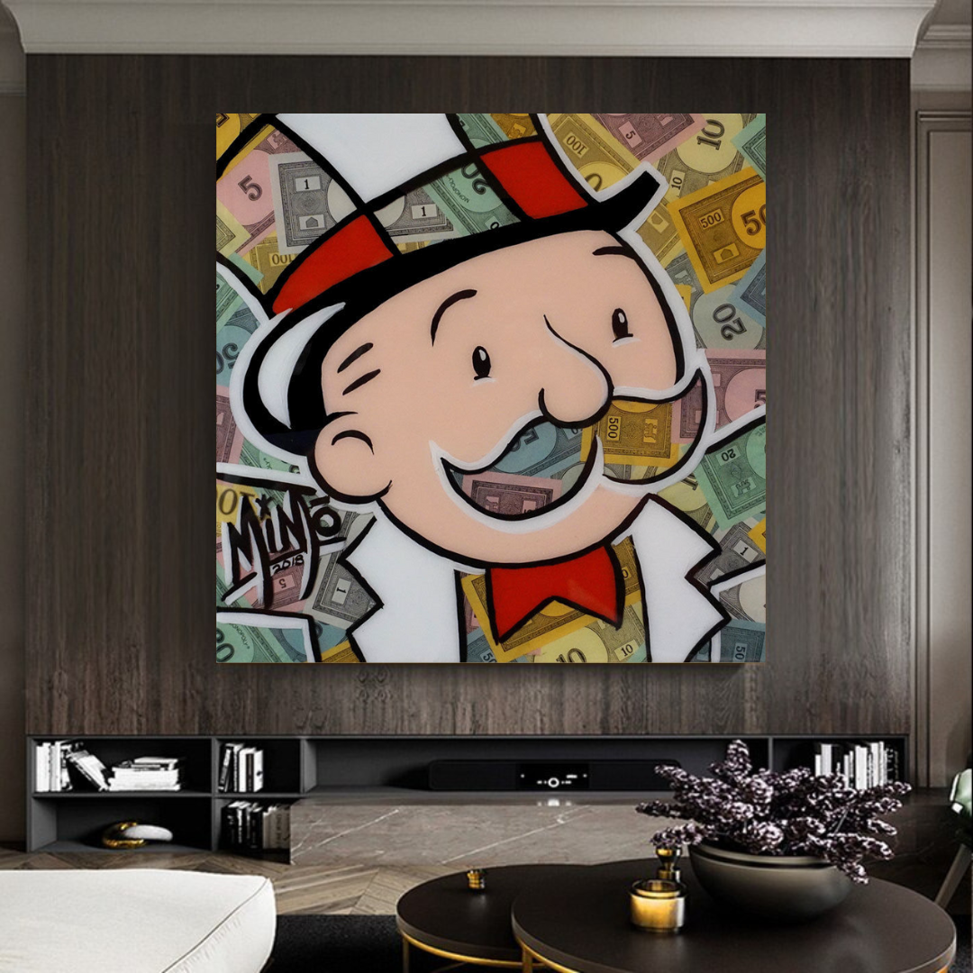 Alec Monopoly Man Premium Money Canvas Wall Art