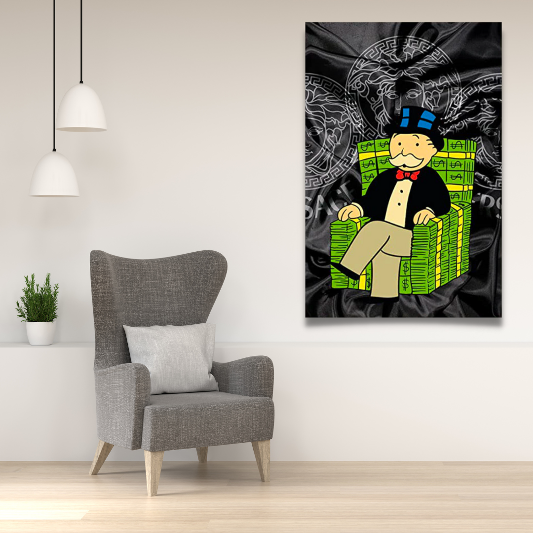 Alec Monopoly Millionaire on Dollars Canvas Print