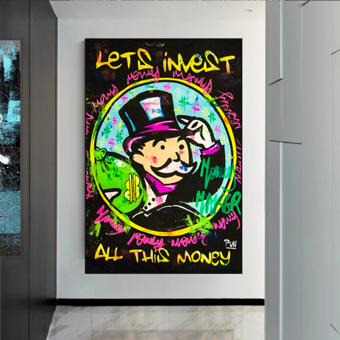 Arte de Dinero de Alec Monopoly | Invirtamos en toda la Decoración de Pared