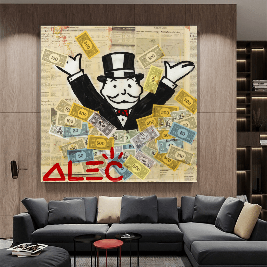 Alec Monopoly Money Man Millionaire Canvas Wall Art