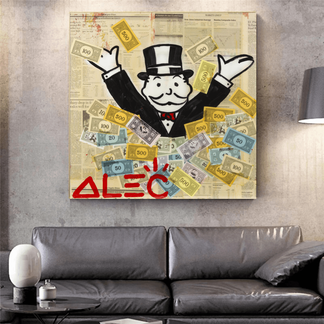 Alec Monopoly Money Man Millionaire Leinwand-Wandkunst