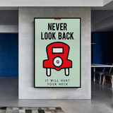 Alec Monopoly Never Look Back Spielkarten-Leinwandkunst