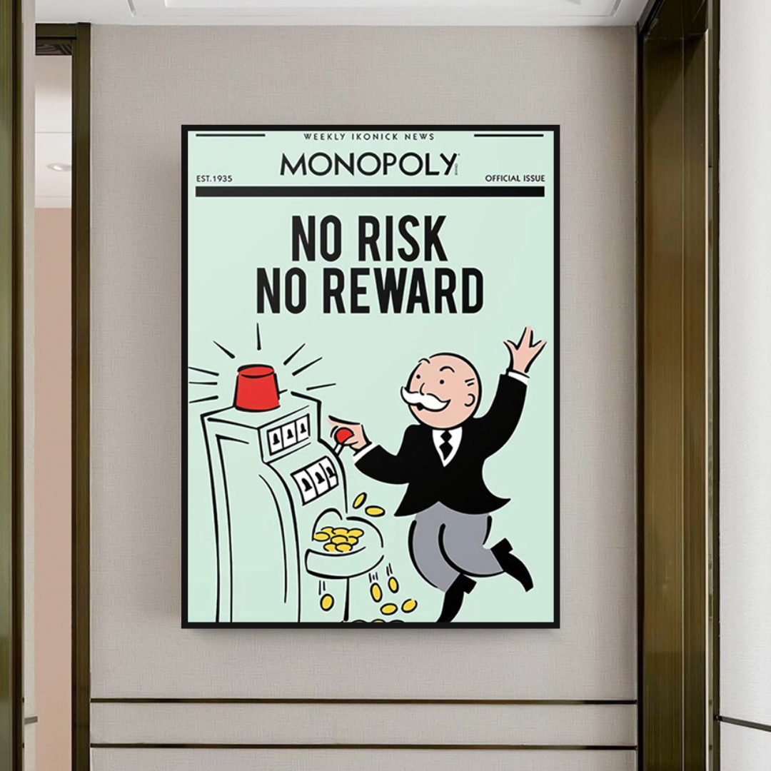 Alec Monopoly No Risk No Reward Spielkarten-Leinwandkunst