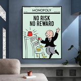 Alec Monopoly No Risk No Reward Play Card Décoration murale sur toile