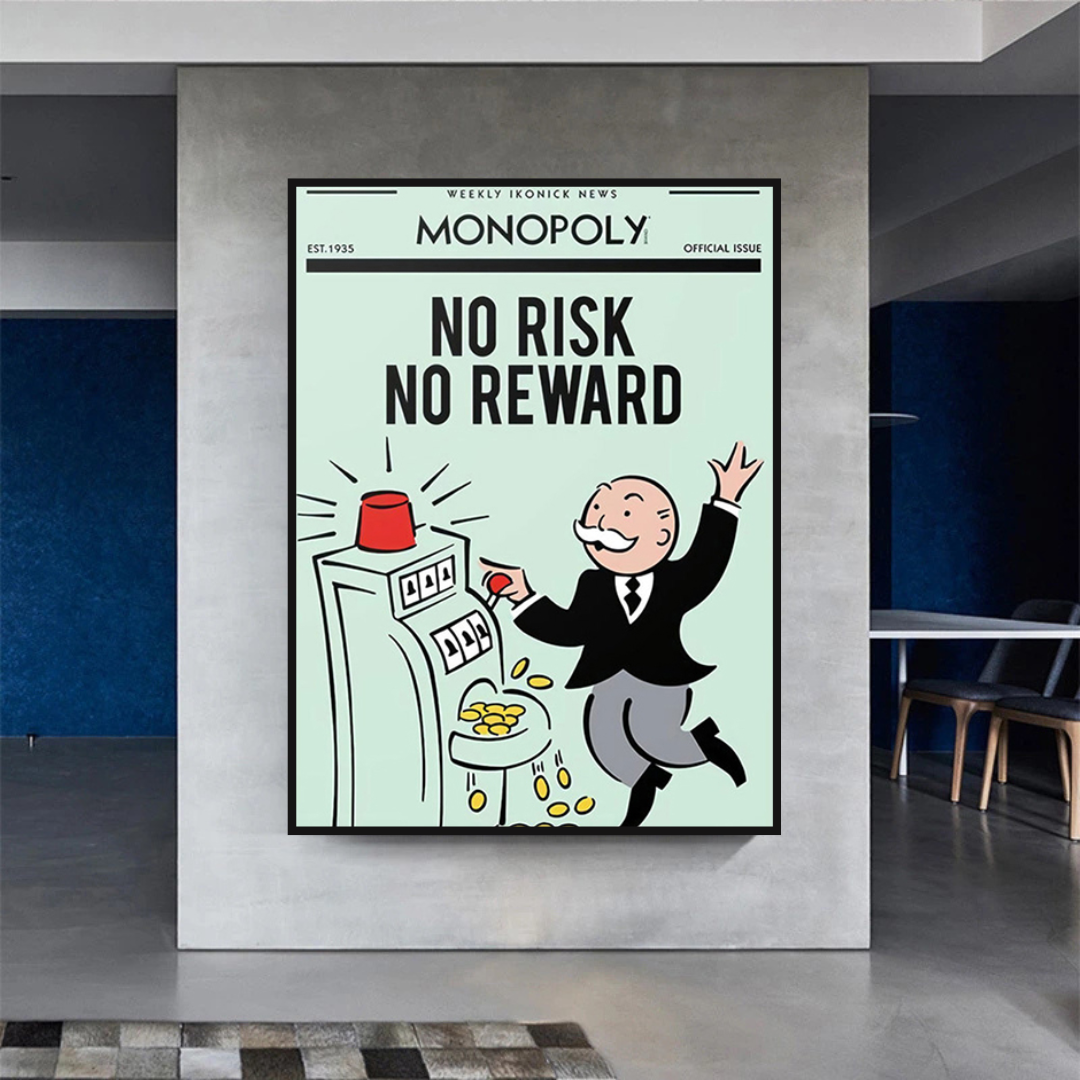 Alec Monopoly No Risk No Reward Play Card Décoration murale sur toile