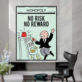 Alec Monopoly No Risk No Reward Spielkarten-Leinwandkunst