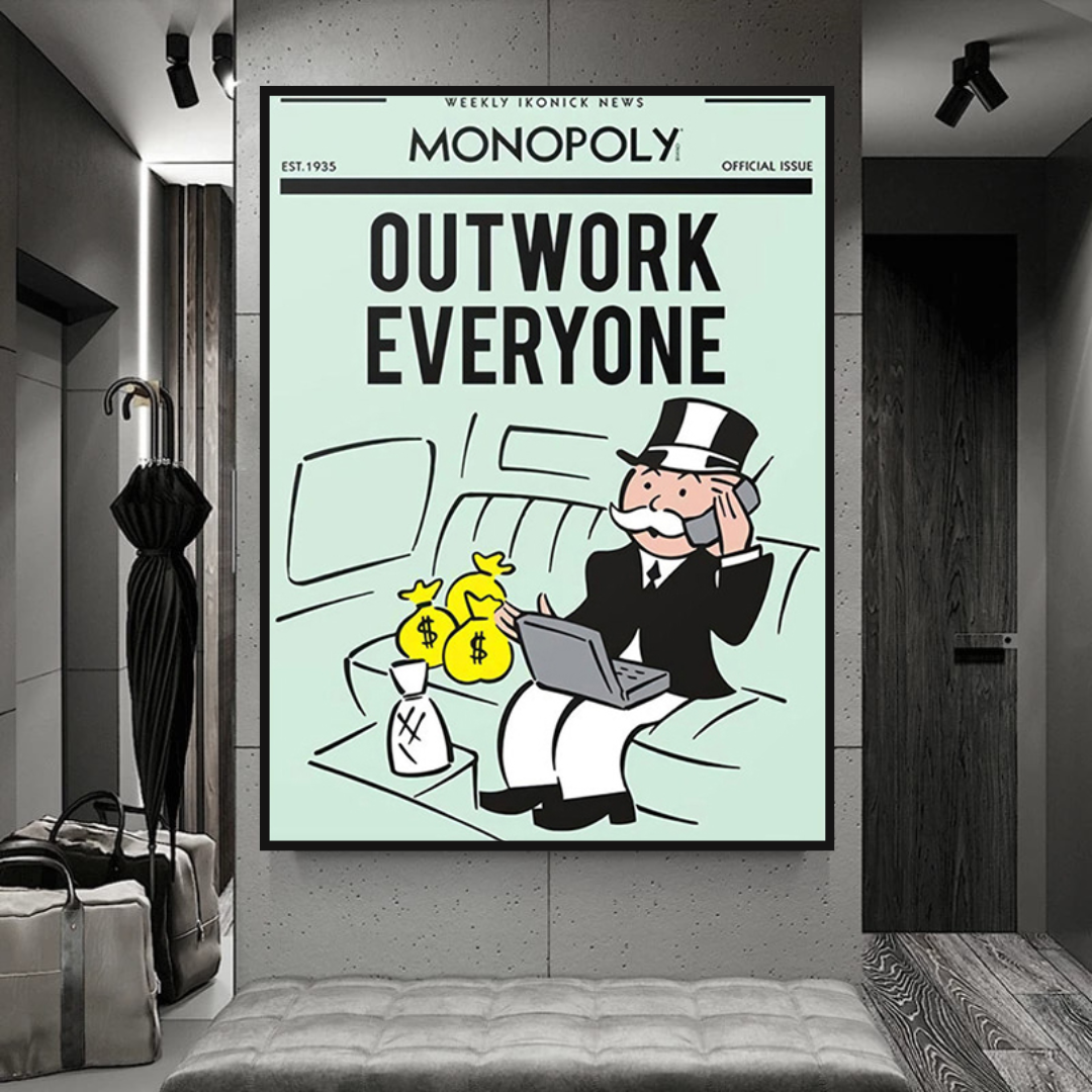 Alec Monopoly Outwork Everyone Play Card Leinwand-Wandkunst