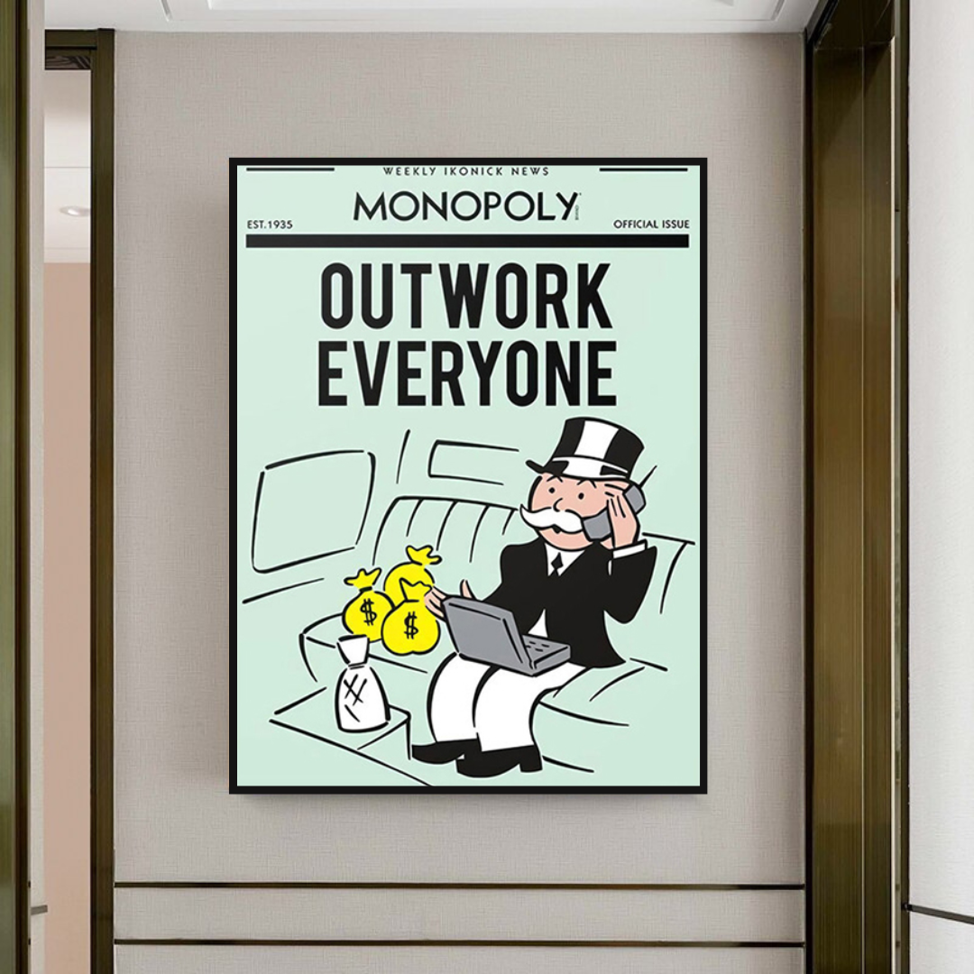 Alec Monopoly Outwork Everyone Play Card Leinwand-Wandkunst