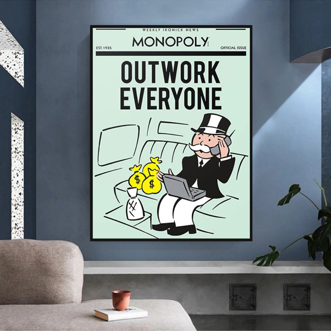 Alec Monopoly Outwork Everyone Play Card Canvas Wall Art