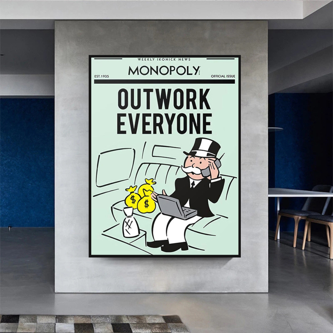 Alec Monopoly Outwork Everyone Play Card Leinwand-Wandkunst