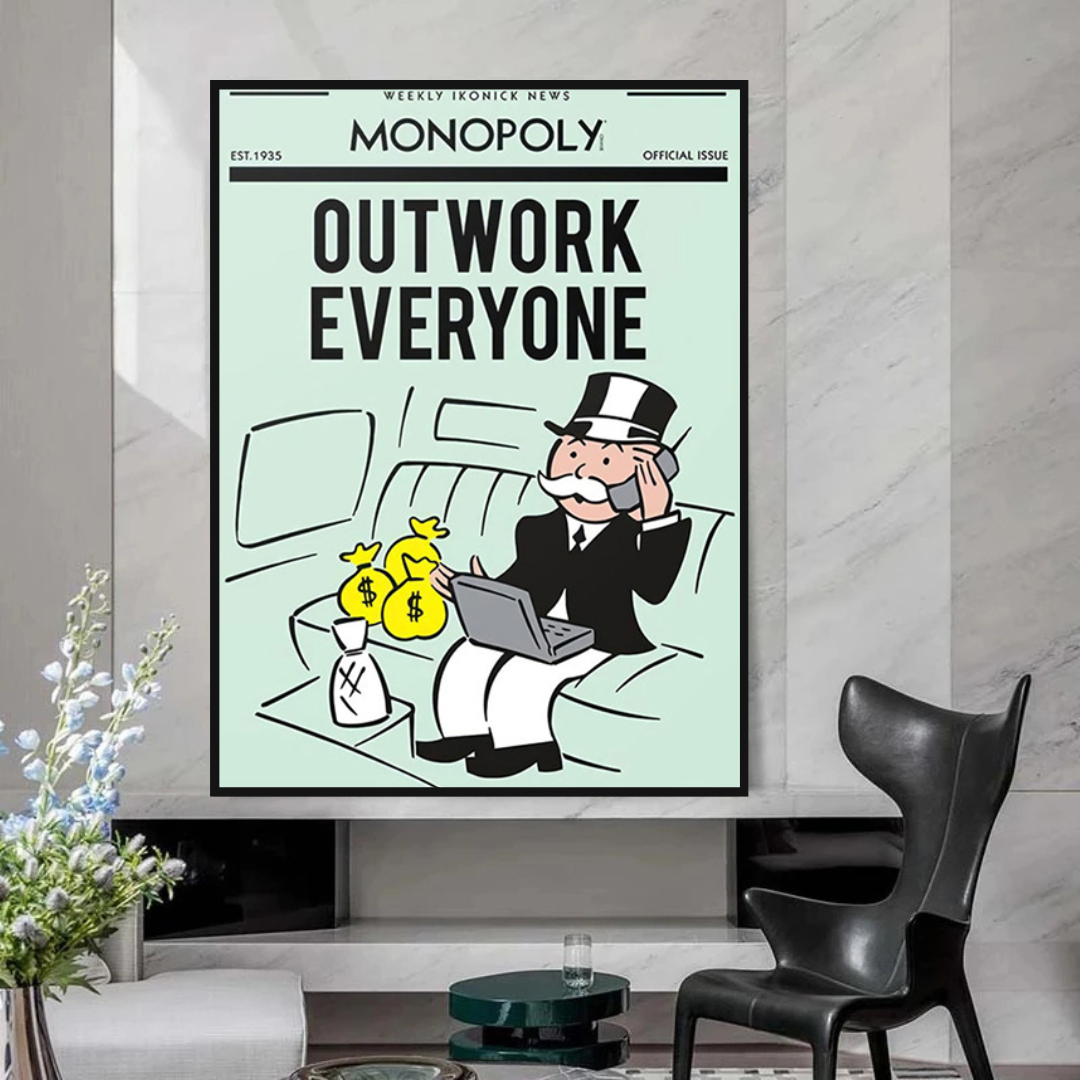 Alec Monopoly Outwork Everyone Play Card Canvas Wall Art