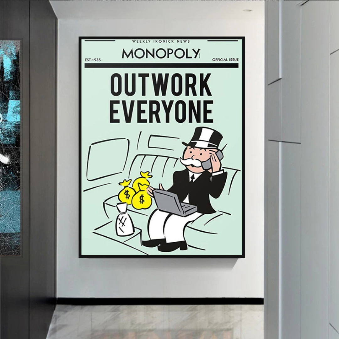 Alec Monopoly Outwork Everyone Play Card Leinwand-Wandkunst