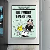 Alec Monopoly Outwork Everyone Play Card Leinwand-Wandkunst