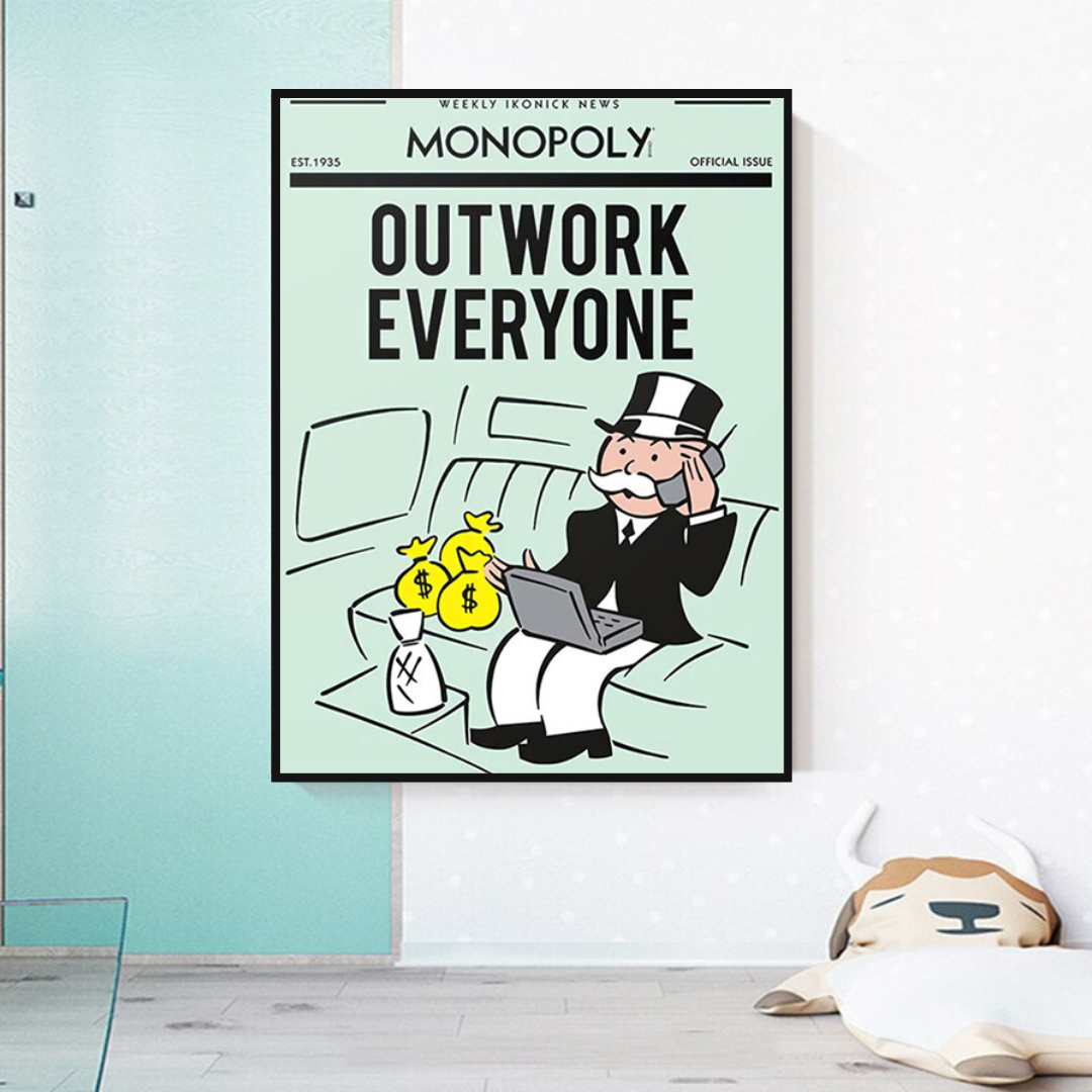 Alec Monopoly Outwork Everyone Play Card Leinwand-Wandkunst