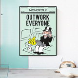 Alec Monopoly Outwork Everyone Play Card Leinwand-Wandkunst