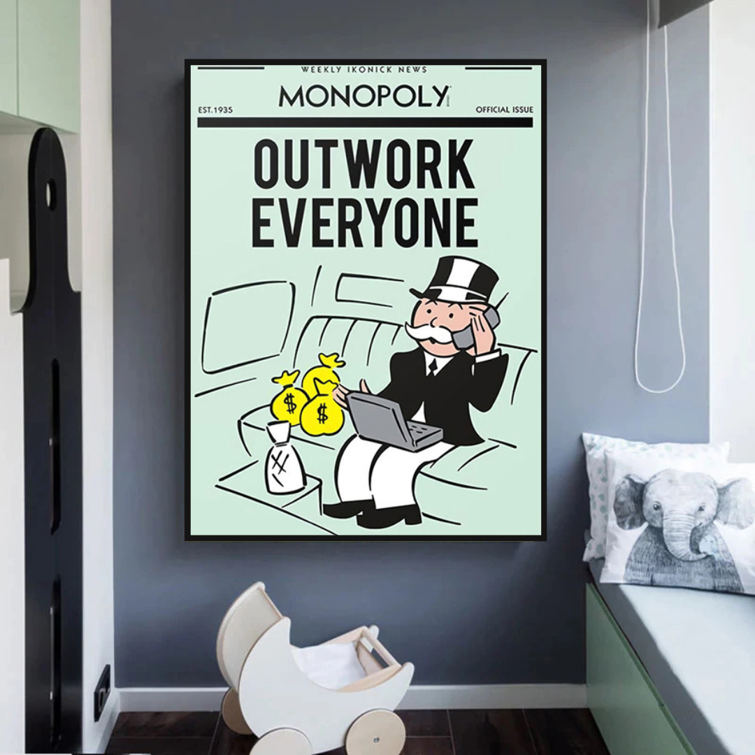 Alec Monopoly Outwork Everyone Play Card Canvas Wall Art