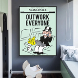 Alec Monopoly Outwork Everyone Play Card Leinwand-Wandkunst