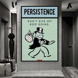 Alec Monopoly Persistence Don't Give Up Spielkarten-Leinwandkunst 