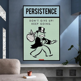 Alec Monopoly Persistence Don't Give Up Carte de jeu Décoration murale sur toile 