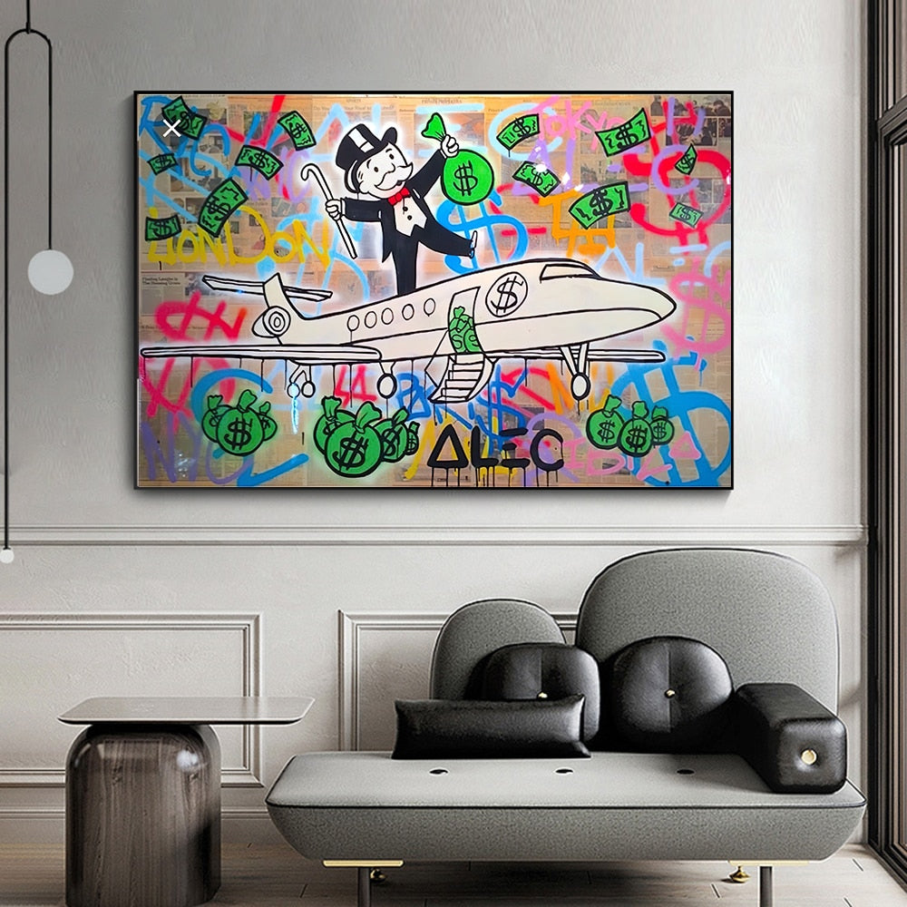 Alec Monopoly Privatjet-Leinwanddruck