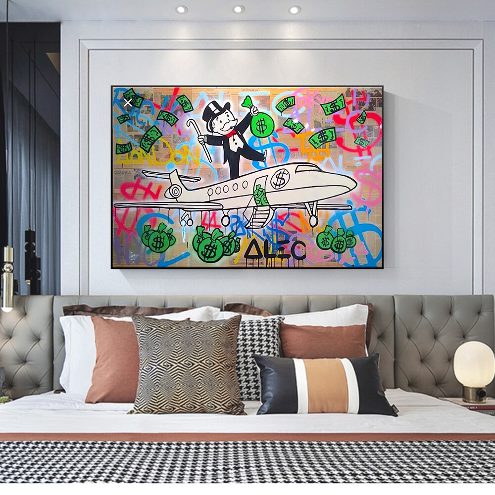 Печать на холсте частного самолета Alec Monopoly