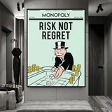 Alec Monopoly Risk Not Regret Spielkarten-Leinwandkunst 