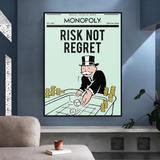 Alec Monopoly Risk Not Regret Spielkarten-Leinwandkunst 