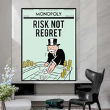 Alec Monopoly Risk Not Regret Spielkarten-Leinwandkunst 