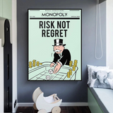 Alec Monopoly Risk Not Regret Spielkarten-Leinwandkunst 