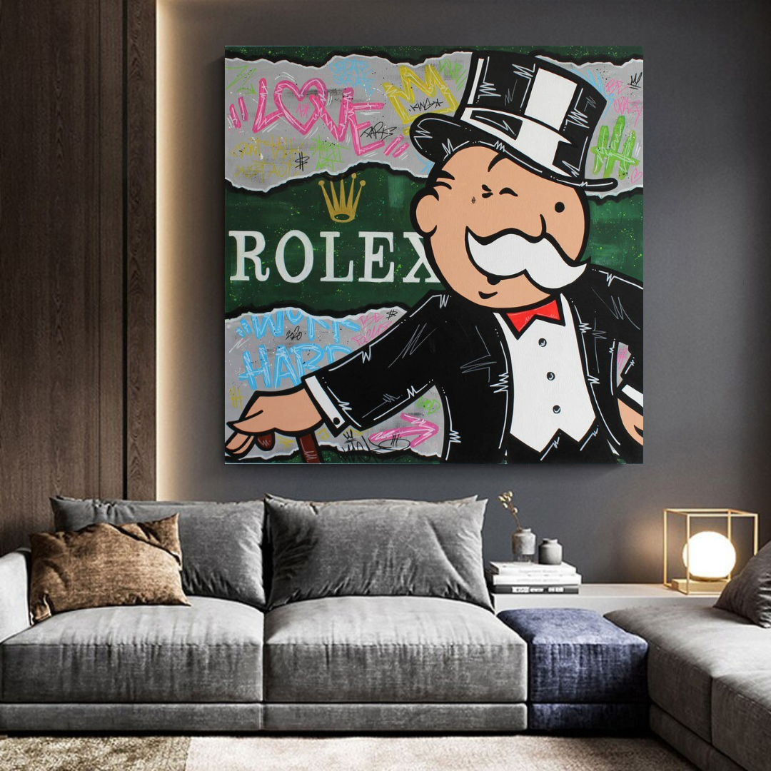 Alec Monopoly Rolex Money Man Leinwanddruck