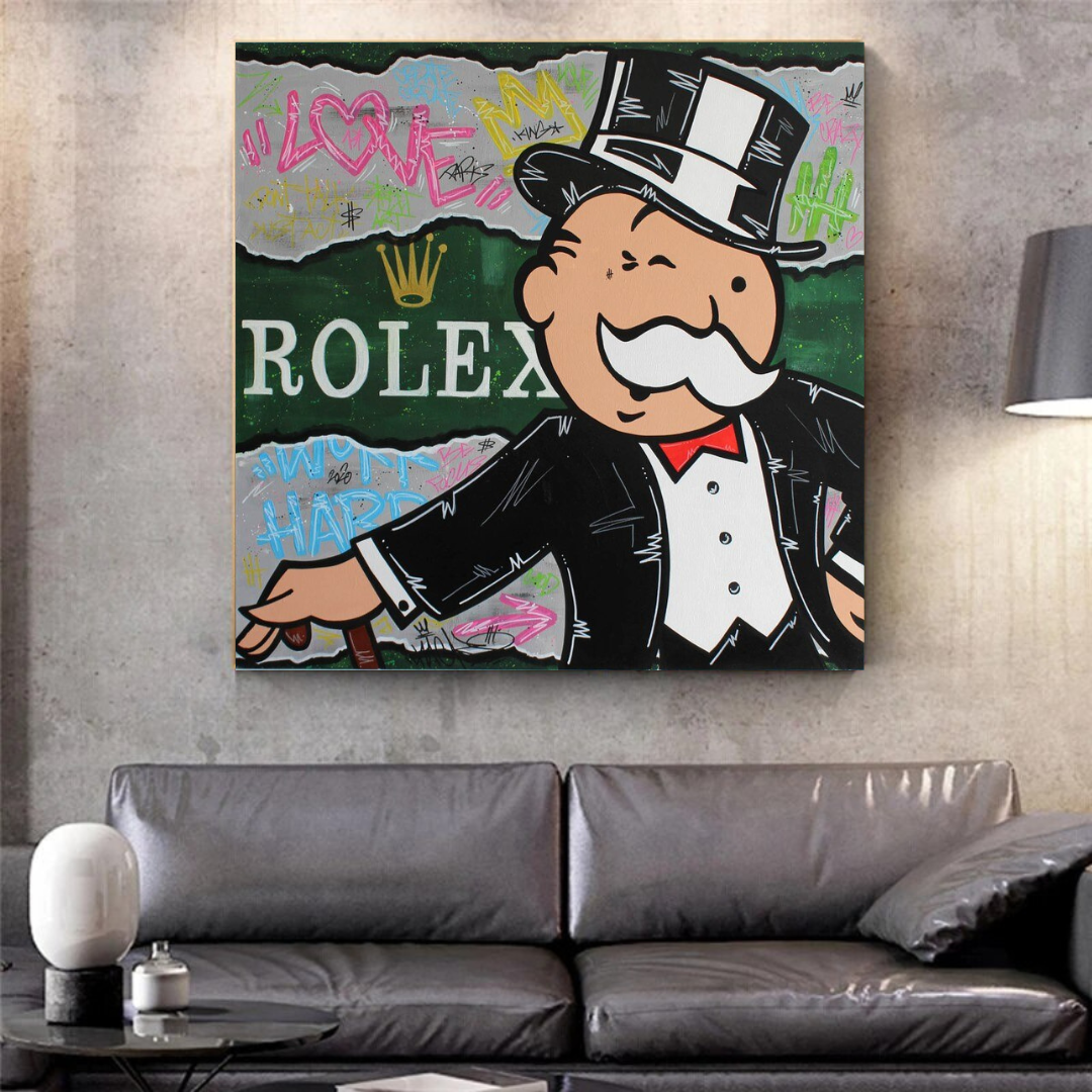 Alec Monopoly Rolex Hombre de Dinero Lienzo