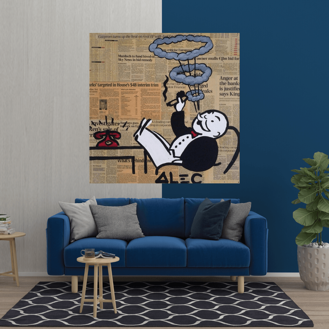 Alec Monopoly Smoking Cigar Canvas Wall Art