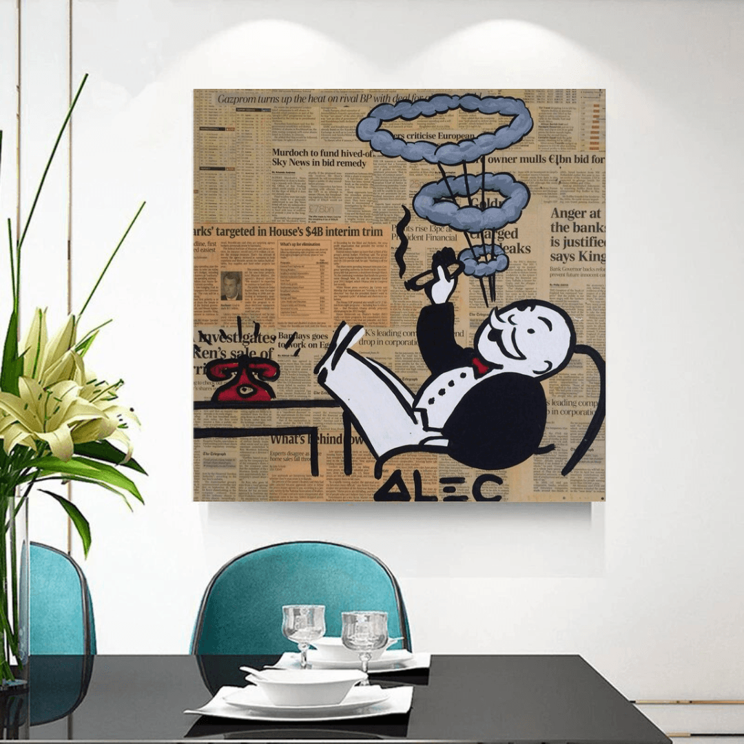 Alec Monopoly Smoking Cigar Canvas Wall Art