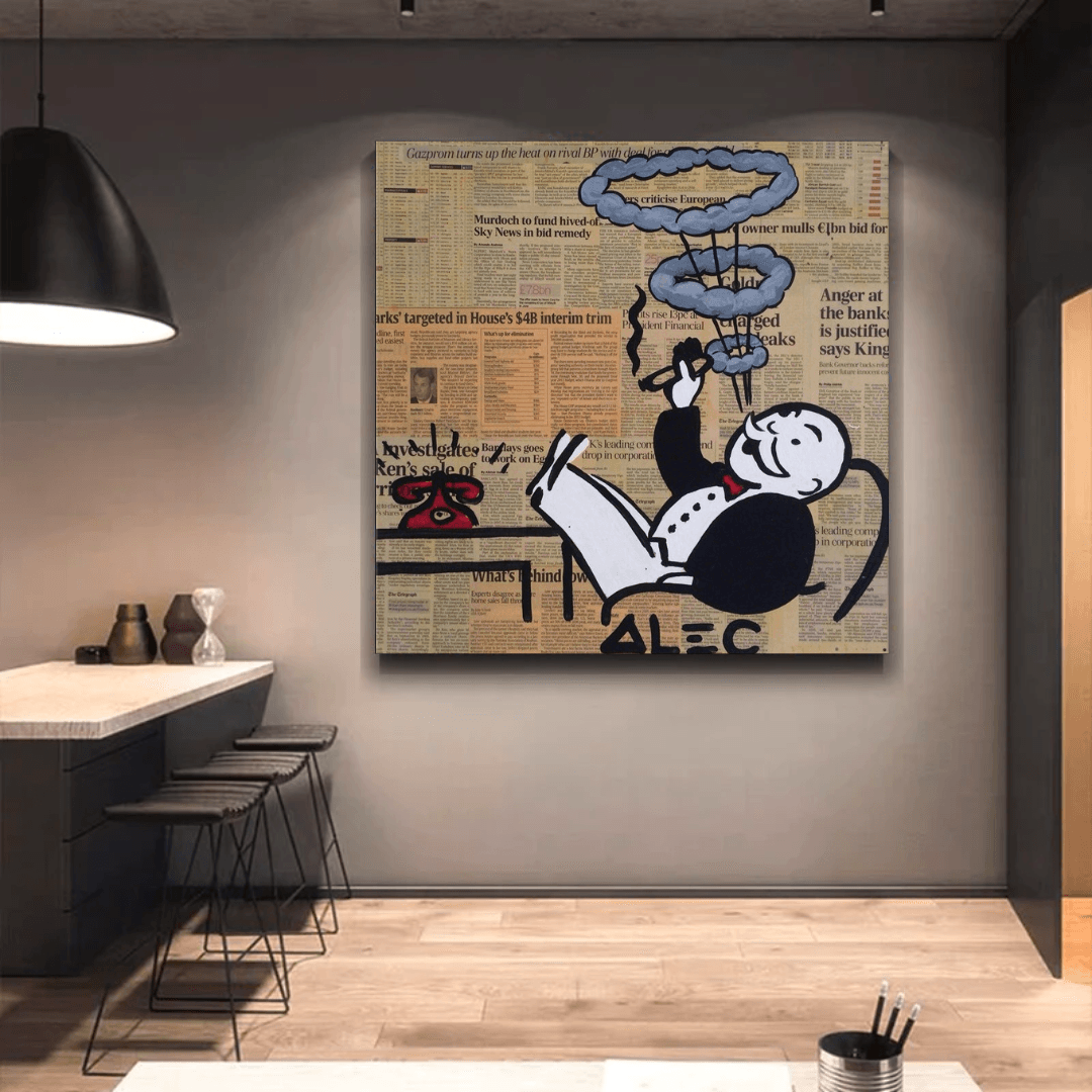 Alec Monopoly rauchende Zigarre Leinwand-Wandkunst