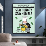 Alec Monopoly „Stay Hungry Stay Humble“-Spielkarten-Leinwandkunst