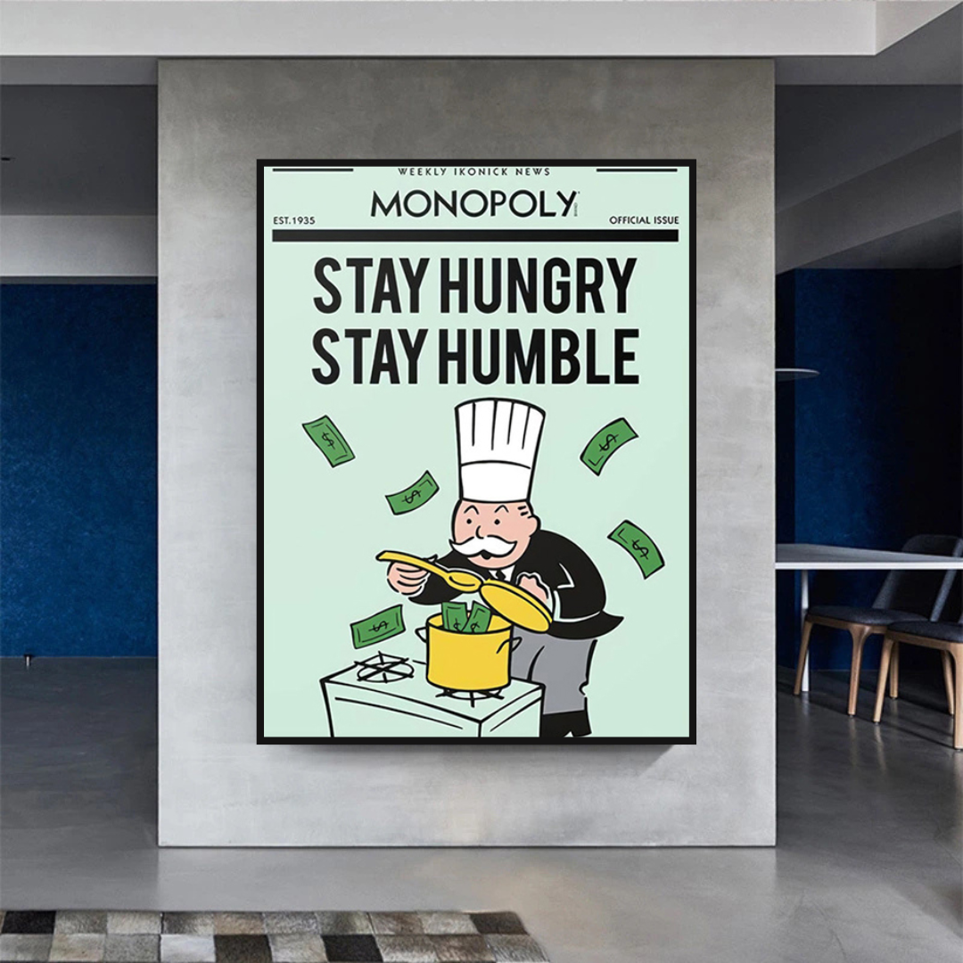 Alec Monopoly „Stay Hungry Stay Humble“-Spielkarten-Leinwandkunst