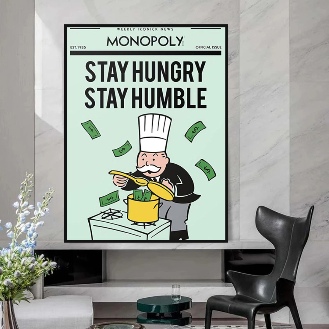 Alec Monopoly Stay Hungry Stay Humble Play Card Canvas Wall Art