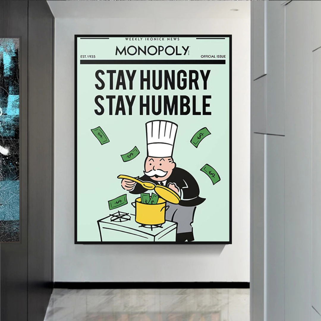 Alec Monopoly „Stay Hungry Stay Humble“-Spielkarten-Leinwandkunst