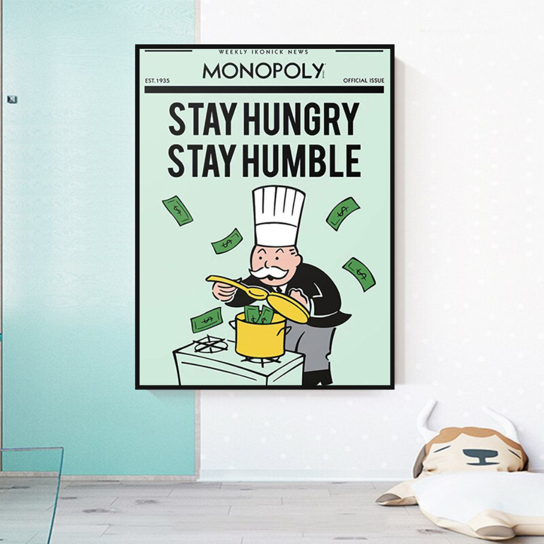 Alec Monopoly „Stay Hungry Stay Humble“-Spielkarten-Leinwandkunst