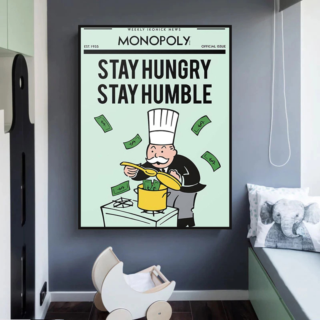 Alec Monopoly „Stay Hungry Stay Humble“-Spielkarten-Leinwandkunst