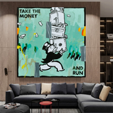 Alec Monopoly Take the Money and Run Leinwand-Wandkunst