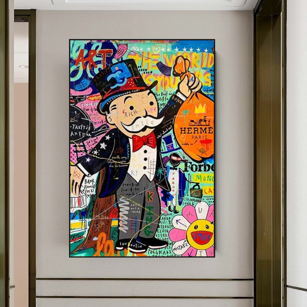 Alec Monopoly El Mundo es Tuyo Bolsa de Dinero Arte de Pared en Lienzo