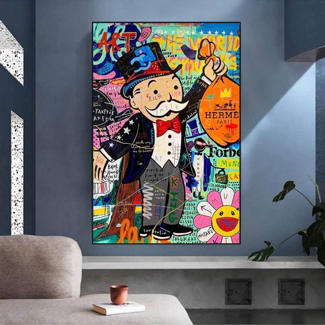 Alec Monopoly El Mundo es Tuyo Bolsa de Dinero Arte de Pared en Lienzo